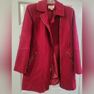 Michael Kors Red Trench Coat Wool-Blend Classic